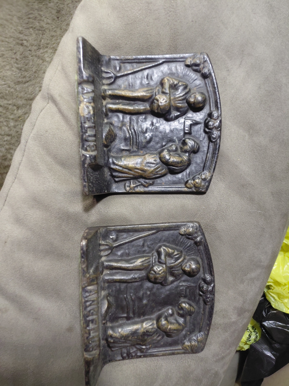 Antique Solid Iron Home Accent Bookends with Bronze Finish